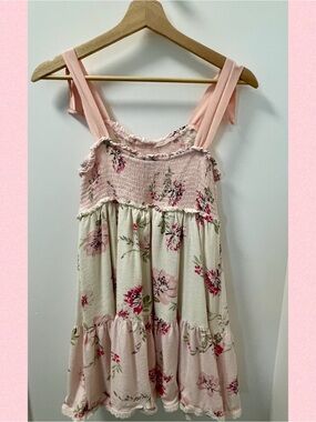 Zunie Pink and Cream Floral Smocked Sundress for Kids